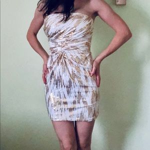 Dress Mini Short White Gold Sequin XS Arden B